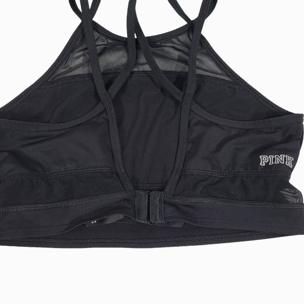 PINK Victoria's Secret Sport Bralette Cross Strap Mesh Back Close Black Large - Picture 7 of 10